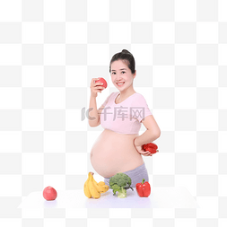 健康饮食孕妇拿水果