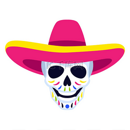 头骨装饰图片_传统的墨西哥头骨直径带有装饰和