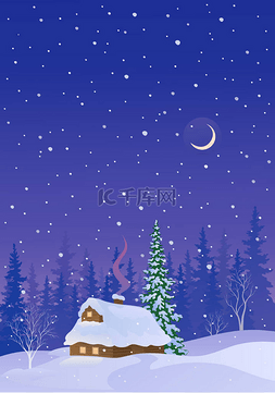 垂直卡通图片_雪被覆盖的小木屋的向量例证, 雪