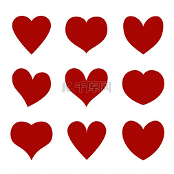 情人节浪漫贴纸图片_红色的心。