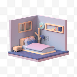 卧室壁柜图片_3D立体卧室床铺