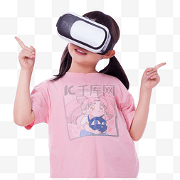 VR虚拟体验小女孩眼镜科技未来
