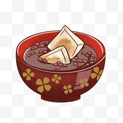 健康蔬菜插画图片_新年日本红豆沙关西食品碗装