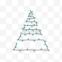 彩色抽象圣诞树图片_圣诞灯串蓝色抽象圣诞树