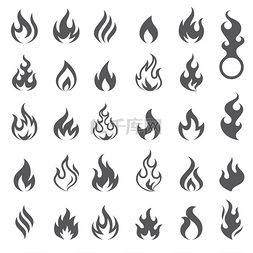 元素集图片_矢量火和火焰图标集