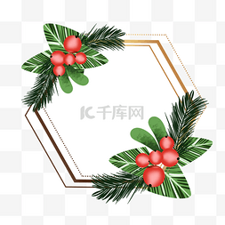 水彩质感边框图片_圣诞节一品红花卉水彩质感边框