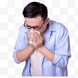 感冒擤鼻子生病难受男人