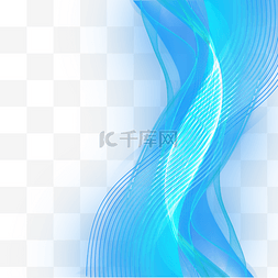 蓝色波浪商务边框图片_竖版渐变波浪蓝色光效商务边框