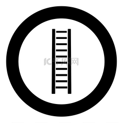 爬楼梯图标图片_圆形或圆形矢量图中的木制阶梯图