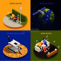 gps卫星图片_现代互联网 5g 通信技术等距 2x2 设