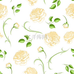 黄布图片_与黄玫瑰的无缝模式。