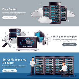 说明矢量图图片_数据中心水平横幅集三个水平的数