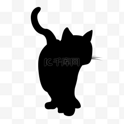 卡通猫咪黑白图片_黑白可爱猫咪剪影