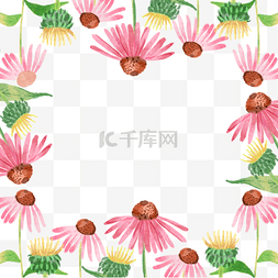 传统花元素圆框图片_紫锥花水彩花卉粉色边框