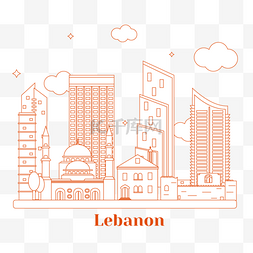 黎巴嫩国徽图片_黄色线条黎巴嫩天际线