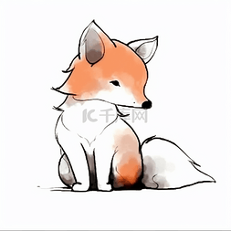 简易图片_蜡笔手绘可爱狐狸