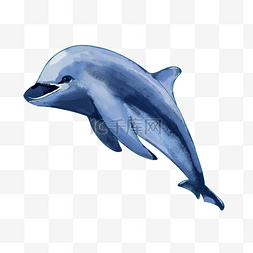 蓝鲸水彩图片_一头小眼睛的水彩蓝鲸