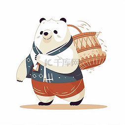 大米卡通图片_背着大米的小熊猫