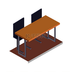 3d学习图片_学校的桌子和两把椅子白色背景上