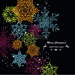 蓝色冬季抽象圣诞背景矢量插图