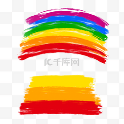 彩虹颜料刷图片_抽象彩虹颜料暖色笔刷
