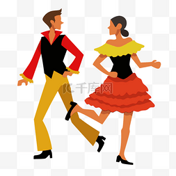 卡通跳舞情侣人物图片_卡通伦巴舞者跳舞的男人和女人