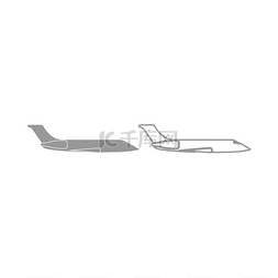 私人飞机图标灰色套装私人飞机图