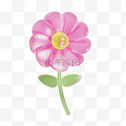 粉色质感图片_3D立体玻璃亚克力粉色花朵