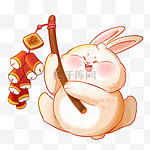 兔年可爱兔子迎新年春节新春喜庆放鞭炮