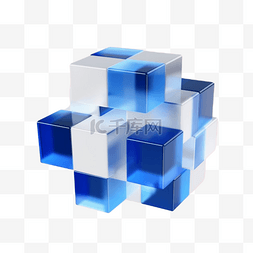 装饰图标图片_3D立体蓝色图标装饰元素方块
