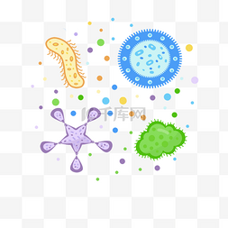 细菌病毒微生物图片_可爱卡通微生物病毒细菌组合