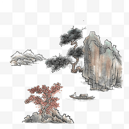 水墨山峰山水画