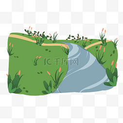 草坪小河河水