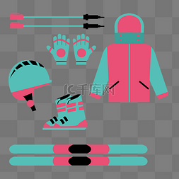滑雪用品套图冬天运动装备
