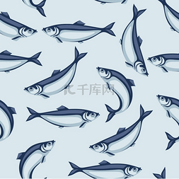 无缝图案搭配鲱鱼太平洋沙丁鱼海
