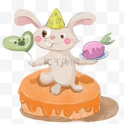 小兔子生日水彩