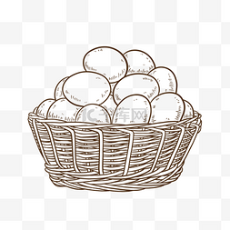 鸡蛋牛市图片_线条线描一筐鸡蛋