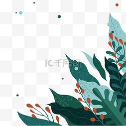 彩色植物边框图片_彩色水彩树叶冬季植物边框