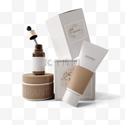 环保装饰元素图片_立体环保白色化妆品包装盒