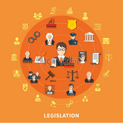 法律图片_法律回合组成以图标为主题的大圆