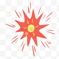 红色的徽章图标图片_鞭炮爆炸红色放射状图片卡通