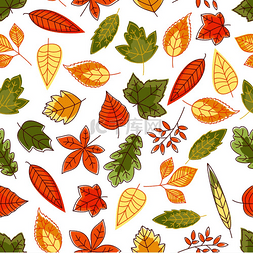 秋天壁纸图片_留下无缝的背景绿色橙色红色的彩