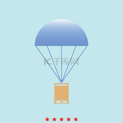 礼物包降落伞图片_带有货物设置图标的降落伞。