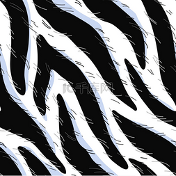 丛林剪纸图片_带装饰斑马纹的无缝图案。