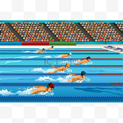 种族卡通图片_游泳比赛