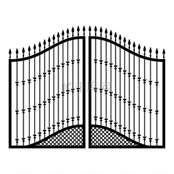 矢量闸门图片_锻造大门图标黑色矢量插图平面风