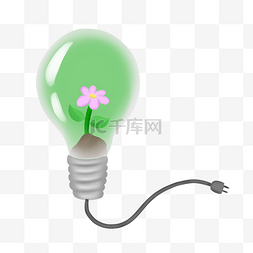 环保绿色灯泡图片_环保花朵灯泡