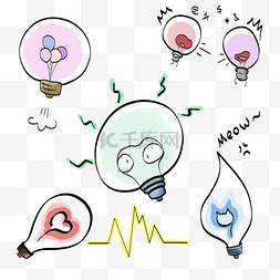 心型光效图片_卡通涂鸦心型灯泡组合