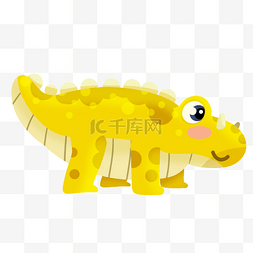 黄色陆地爬行动物恐龙水彩画