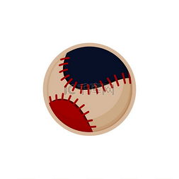 棒球皮革滚球草图彩色矢量插图红